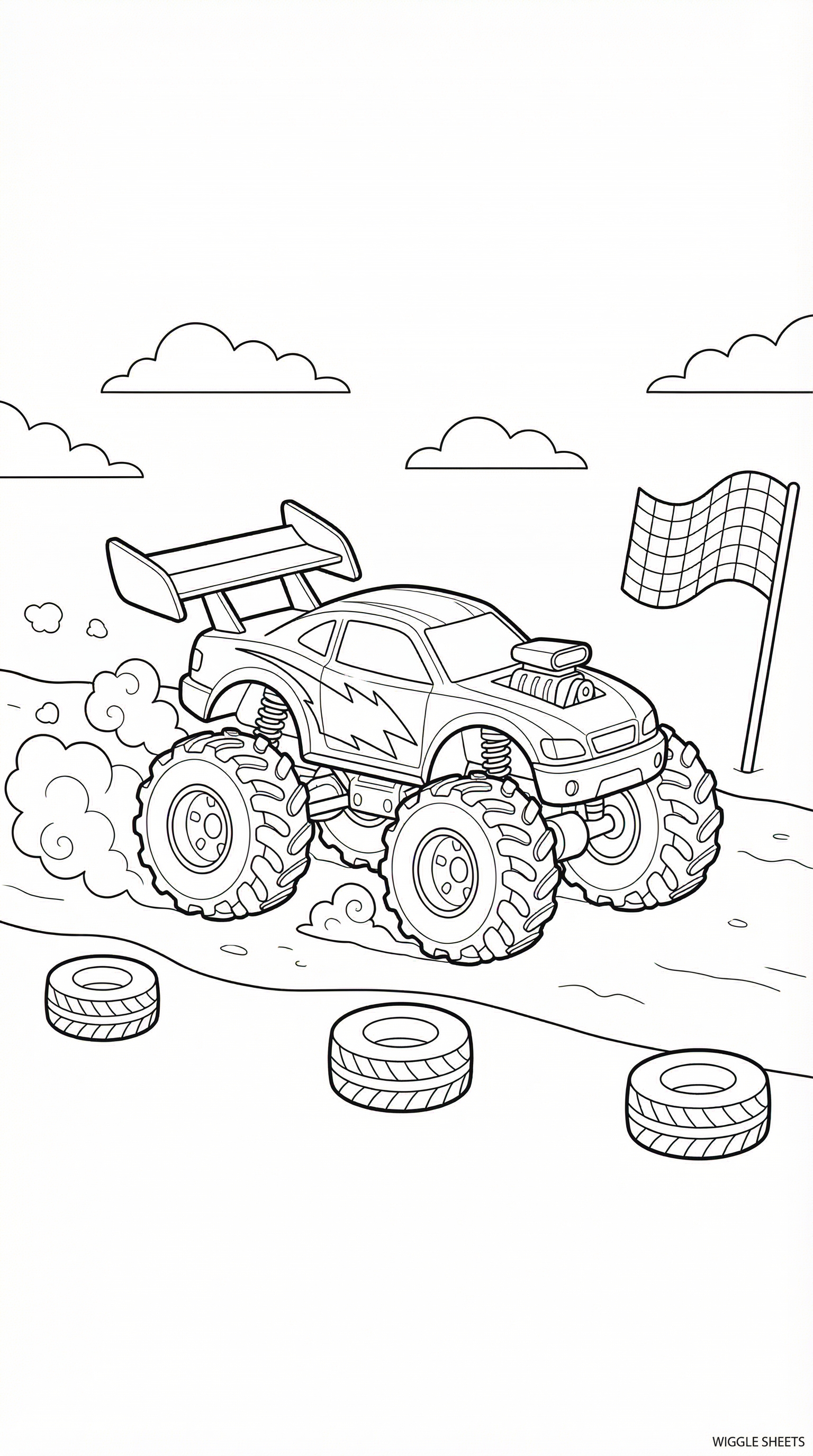 Monster Race Car Coloring Page